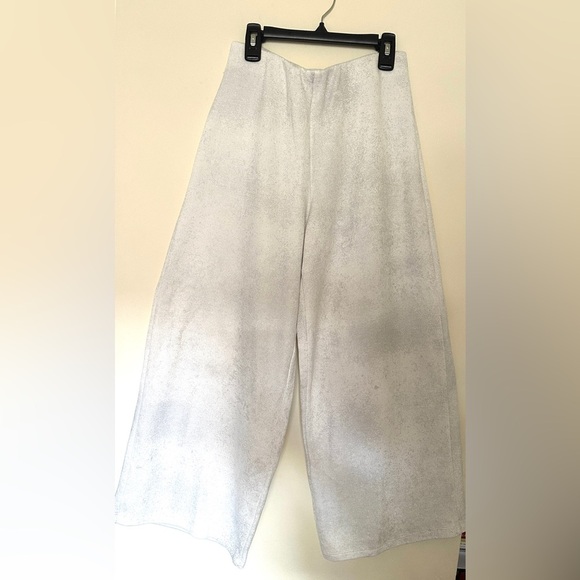 Zara Glitter Textured Wide-Leg pants Medium and sweater Larger Set White Women's - Picture 13 of 16